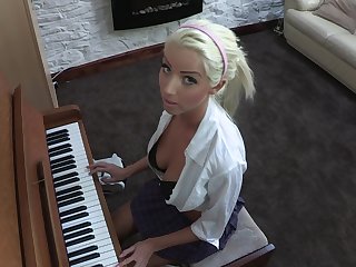 Take a look at that stunning Cherry that is playing on piano and showing off her tits
