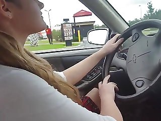 Double Dildo Herself At A Drive Thru