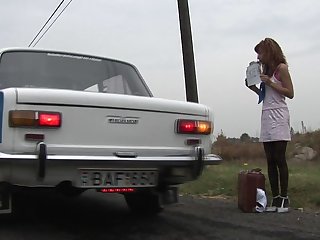 Young girl taking orders from an old sarge